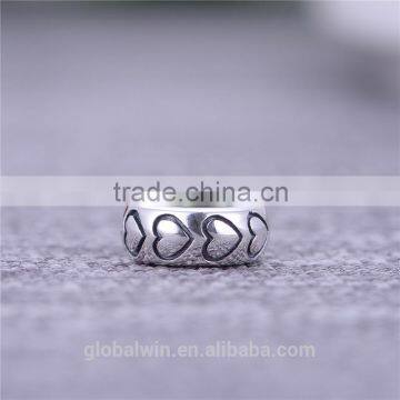 Wholesale Silver Curved Tube Beads Simple Heart Pattern Thai Silver Beads Pure 925 Charms for Bracelet Making STY008 photo-4