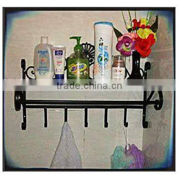 home bathroom accessory storage wall mounted shelf with hooks towel rack,bathroom towel rack,hotel towel racks