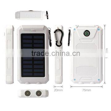 Outdoor Survival Waterproof Solar Mobile Power Bank Charger With Hook 10000mah photo-2