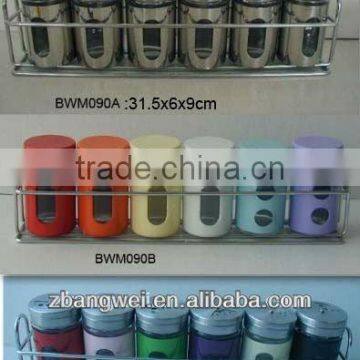 glass spice jar set