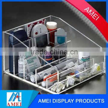 Top quality perspex cheap personalized makeup box with tray from dongguan supplier