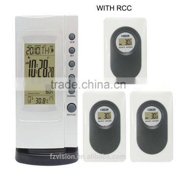 Wireless rf RCC Weather Station, radio controlled weather station clock thermometer with 3 Tramsmitters