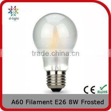 A60 filament 750lm 8w 75we E26 frosted light bulb for USA