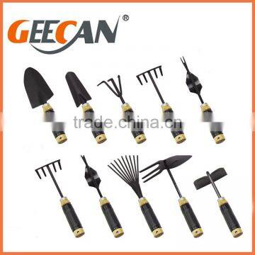 Cheap and high hardness wooden handle garden tool set with metal carbon steel head garden shovle rake fork garden tool sets