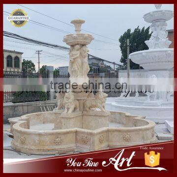 Outdoor Lion Statue Beige Travertion Outdoor Fountain photo-2