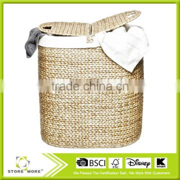 Water Hyacinth Oval Double Hamper, Hand-Woven