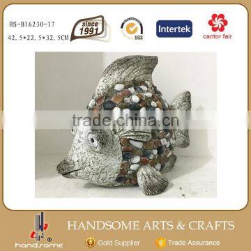17 Inch Fiberglass Solar Light Garden Decoration Fish Statues photo-1
