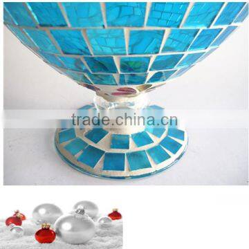 Hand Blown Flower Pattern Cobalt Blue Colored Vase photo-4