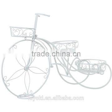 Garden Decoration Vintage Parisian Style Tricycle 3 Tier White Metal Planter Display Stand / Flower Pot Holder / Plant Rack photo-4