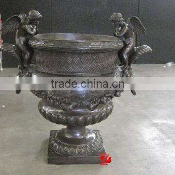 bronze balcony flower pot with angel statues