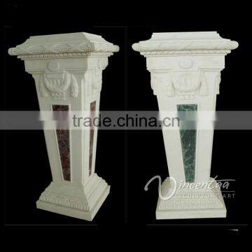 mixed color modern natural stone sculpture pedestal for interior decoration