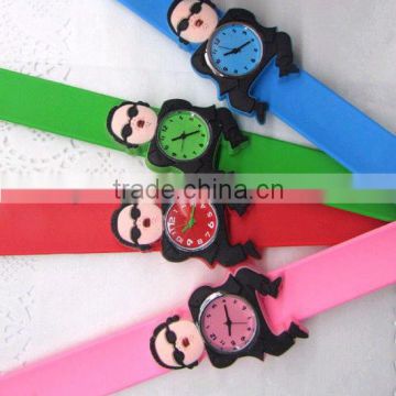 Children watch silicone slap watch cartoon on watch face cheap silicone watch