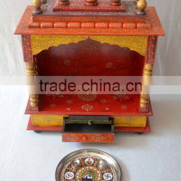 Beautifully Hand Painted Wooden Temple With 1 Drawer photo-4