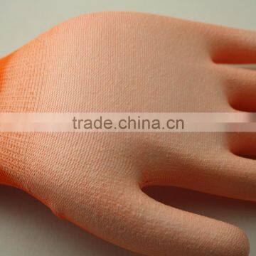 NMSAFETY 13 Gauge Knitted Orange Polyester Liner Coated White pu on Palm Gloves for Light Industry photo-3