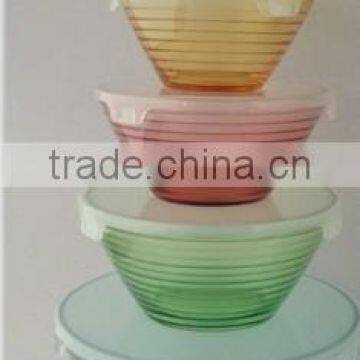 GH057 5pcs Colored Glass Bowl Set with PP lid