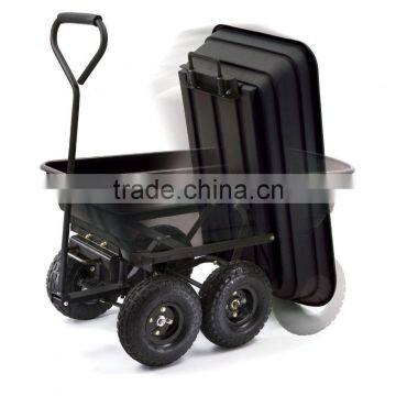 GDC-01 Steel Frame Pneumatic Tires 650 lb Capacity Black Poly Garden Dump Cart photo-2
