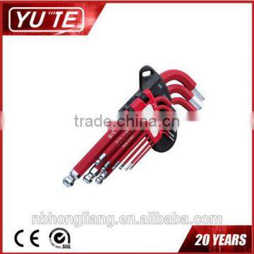 9pcs 40Cr-V Short Arm Ball Point Hex Key wrench setmirror and coating /hex key spanner /mirror hex key wrench set