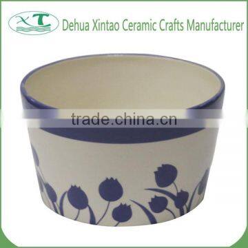 XT Glazed Ceramic Flora Pattern Large Flower Pots Garden Plant Pots