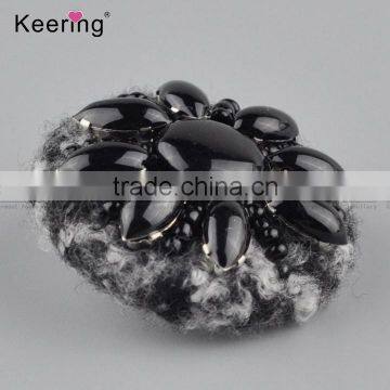Hotsale Black Flower Resin Small Size Decorative Buttons WBKA-289 photo-3