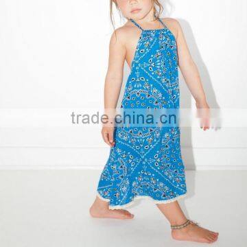 Beautiful Boho Printed Rayon One Piece Girls Party Dresses Children Girl Clothings Kids Model Dresses 2016 HSD5736 photo-2