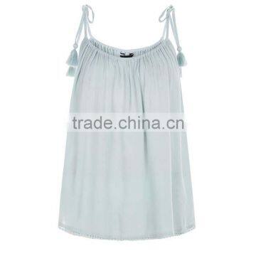 New Fashion Women Casual Tops Mint Green Tie Strap Tank Tops HSB9306 photo-4