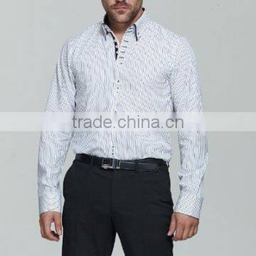 2016 Four Breasted Men's Shirt Long Sleeve Striped Shirt photo-3