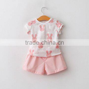 2016 designer outfits baby girls lovely bunny tops and hot shorts suits