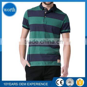 Wholesale 65% polyester 35% cotton men's color combination strip polo t shirt