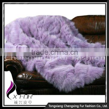 CX-D-123 Patchwork Hand Made Fashion Winter Genuine Fox Fur Carpet Rug photo-3