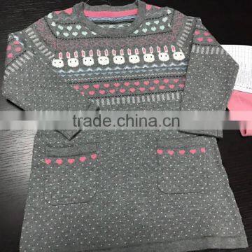 New Design Knitted Children Pullover Jacquard Dress Sweater(BKN26)