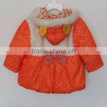 Baby Girl Orange Color Cotton Padded Coat for Winter photo-2