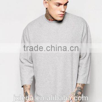 Oversized longline 3/4 sleeves 100% cotton men t-shirt China factory wholesale