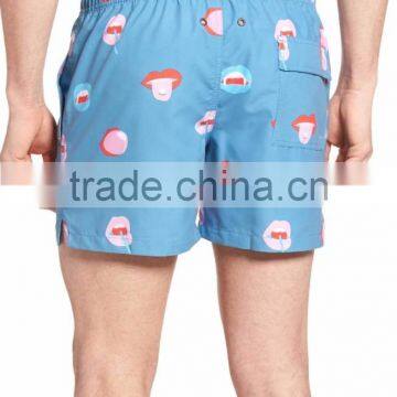 Customize Pattern And Color Cheeky Mouthful Print Bigmouth 100% Nylon Swim Trunks Quick Drying Split Leg Opening Swim Shorts photo-2