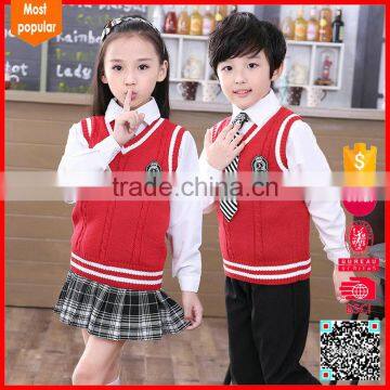 Sleeveless V neck kindergarten school uniforms,100%cotton vest