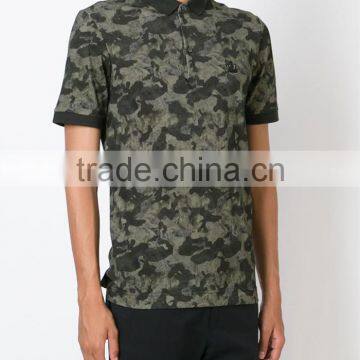 New Fashion Design Tonal Green Cotton Camouflage Mens Polo Shirt photo-2