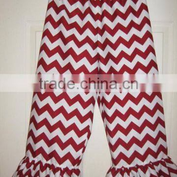 High Quality Wholesale Kids Casual Pants Lovely Chevron Ruffle Leggings Cotton Baby Girls Cotton Trousers