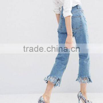 New Pattern Latest Design Jeans Pants Women Tight Jeans Flared With Tassel From Jeans Manufacturers China photo-2