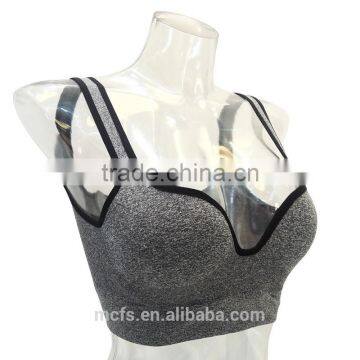 Grey Push up Bra Underwear Sexy Women Lingerie Bra Top Seamless Plain Sport Bra photo-2