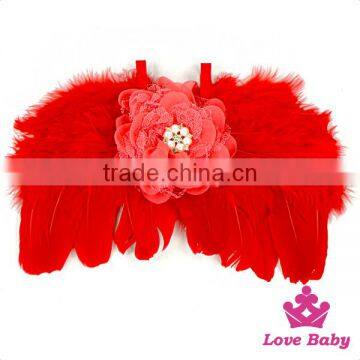 Hot Sale Newborn Baby Gift Plain White Color Flower Feather Angel Wings Kids Size Party Wedding Decoration photo-3