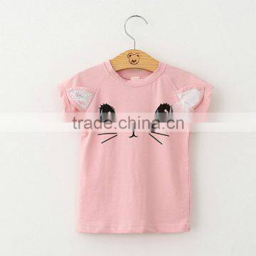 2016 kids T shirt short sleeves with cat print summer children casual shirt