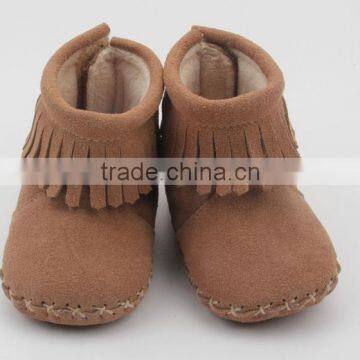 Adorable Fancy Soft Sole Genuine Leather Baby Moccasins Boots photo-2
