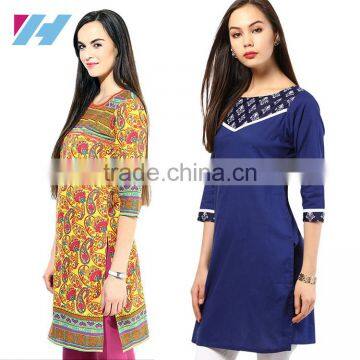 Clothing Apparel Cotton Om Ladies Printed Long Kurta Styles