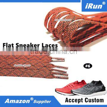 7mm Premium Polyester Pattern Flat Shoelaces System for Adidas Ultra Boost - Accept Custom Size Fits All - Orange