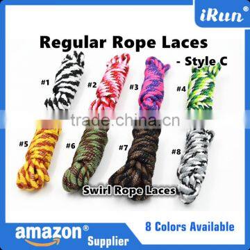 High Quality Polyester Thick Strong Laces for Hiking Race Running Boots - Regular Swirl Cord Rope Booting Shoelaces - Grey/Gray photo-6