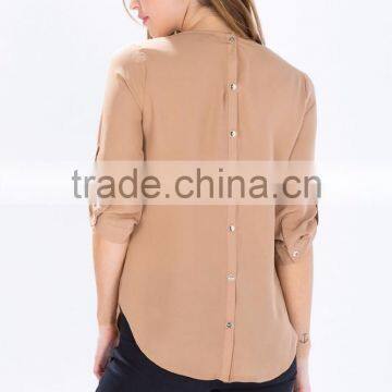 Latest Roll Sleeves Beaded Woman Blouse Fashion Blouse for Daily Life photo-5