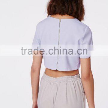 Hot Selling Wrap Front Baby Blue Crop Top Wholesale Women Tank Tops photo-2