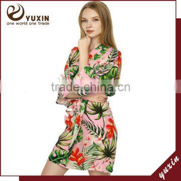 Floral Robe bride robe cotton short floral bridesmaid robe FR0102