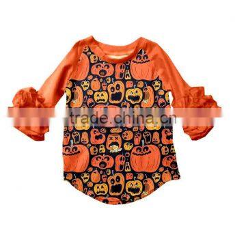 Wholesale Children Icing Ruffle Shirt Baby Girls Ruffle Raglan 3/4 Sleeves Shirts