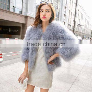 Factory wholesale handmade solid colour ostrich feather coats