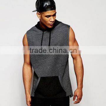 Longline Sleeveless Hoodie With Drop Armhole